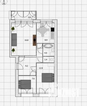 3-к квартира, вторичка, 60м2, 5/5 этаж