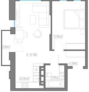 1-к квартира, вторичка, 49м2, 4/11 этаж