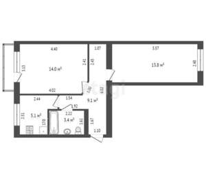 2-к квартира, вторичка, 45м2, 3/5 этаж