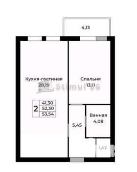 2-к квартира, вторичка, 54м2, 3/6 этаж