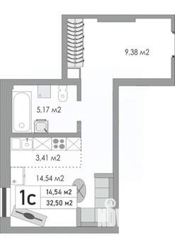 1-к квартира, вторичка, 33м2, 4/9 этаж