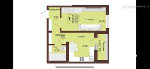 1-к квартира, строящийся дом, 38м2, 2/16 этаж
