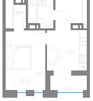 1-к квартира, вторичка, 40м2, 6/11 этаж