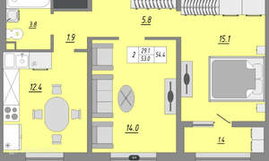 2-к квартира, вторичка, 56м2, 10/17 этаж
