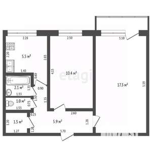 2-к квартира, вторичка, 45м2, 5/5 этаж