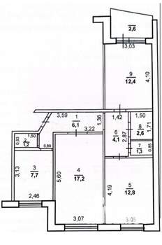 3-к квартира, вторичка, 64м2, 7/9 этаж