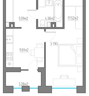 1-к квартира, вторичка, 41м2, 2/11 этаж