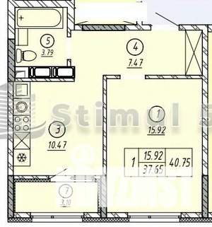 1-к квартира, вторичка, 41м2, 4/16 этаж