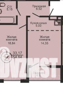 2-к квартира, вторичка, 55м2, 4/18 этаж