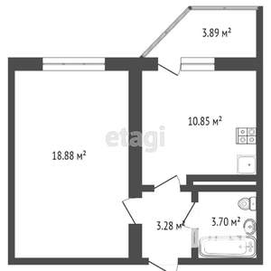 1-к квартира, вторичка, 37м2, 7/17 этаж