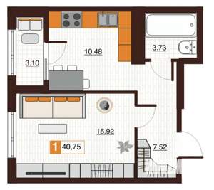 1-к квартира, вторичка, 41м2, 9/13 этаж