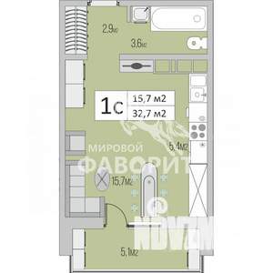 Студия квартира, вторичка, 33м2, 8/17 этаж
