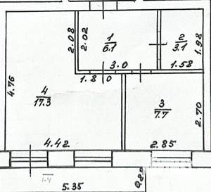 1-к квартира, вторичка, 34м2, 4/5 этаж