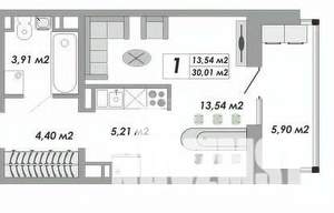 1-к квартира, вторичка, 30м2, 8/12 этаж