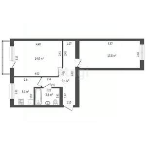 2-к квартира, вторичка, 45м2, 3/5 этаж