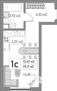 1-к квартира, вторичка, 25м2, 2/9 этаж