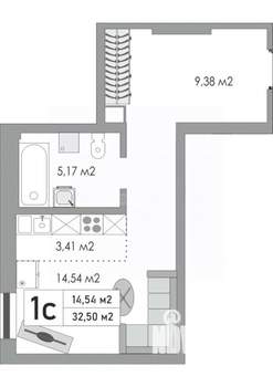 1-к квартира, вторичка, 33м2, 4/9 этаж