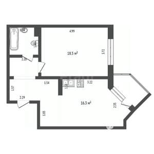 1-к квартира, вторичка, 50м2, 11/18 этаж