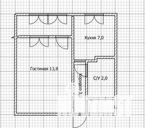 1-к квартира, вторичка, 29м2, 6/9 этаж