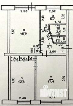 3-к квартира, вторичка, 61м2, 3/5 этаж