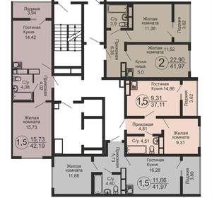 2-к квартира, вторичка, 42м2, 8/18 этаж