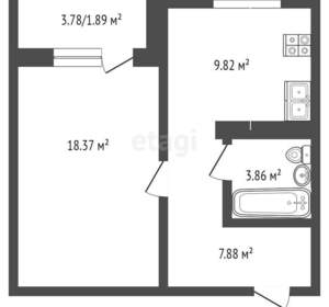 1-к квартира, вторичка, 40м2, 9/17 этаж