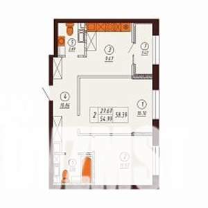 2-к квартира, строящийся дом, 58м2, 2/17 этаж