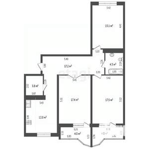 3-к квартира, вторичка, 87м2, 1/17 этаж