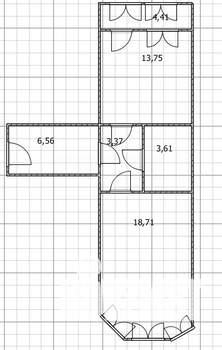 1-к квартира, вторичка, 46м2, 13/17 этаж