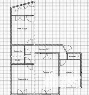 3-к квартира, вторичка, 65м2, 7/9 этаж