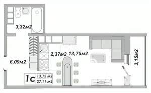 Студия квартира, вторичка, 28м2, 18/24 этаж