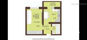 1-к квартира, строящийся дом, 35м2, 10/16 этаж