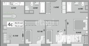 3-к квартира, вторичка, 74м2, 1/9 этаж