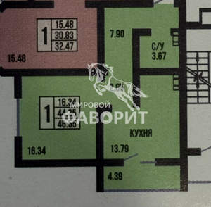 1-к квартира, вторичка, 47м2, 10/17 этаж