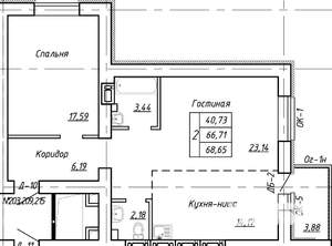 2-к квартира, сданный дом, 72м2, 11/17 этаж