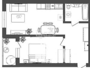 1-к квартира, вторичка, 58м2, 17/17 этаж