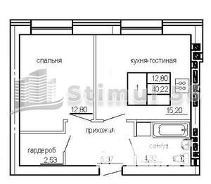 1-к квартира, вторичка, 40м2, 2/4 этаж