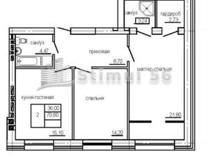 2-к квартира, вторичка, 71м2, 2/4 этаж