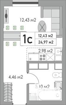 1-к квартира, вторичка, 25м2, 2/10 этаж