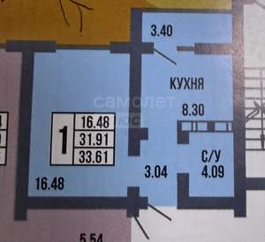 1-к квартира, вторичка, 34м2, 7/17 этаж