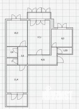3-к квартира, вторичка, 67м2, 4/9 этаж