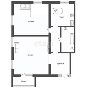 2-к квартира, вторичка, 59м2, 2/2 этаж