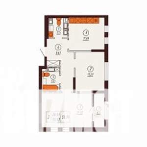 2-к квартира, строящийся дом, 59м2, 12/17 этаж