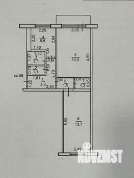 2-к квартира, вторичка, 46м2, 5/5 этаж