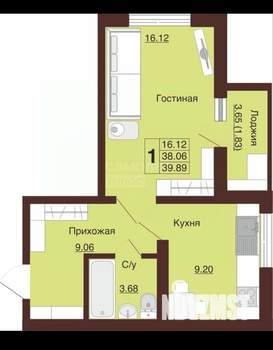 1-к квартира, вторичка, 40м2, 2/16 этаж