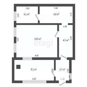 2-к квартира, вторичка, 45м2, 1/1 этаж