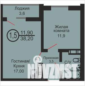 1-к квартира, вторичка, 38м2, 17/17 этаж