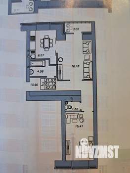 2-к квартира, вторичка, 62м2, 6/14 этаж