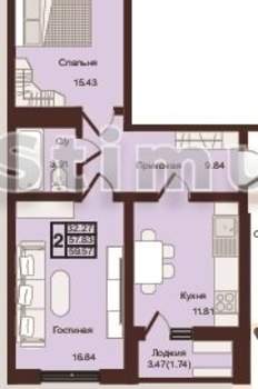 2-к квартира, вторичка, 60м2, 7/16 этаж