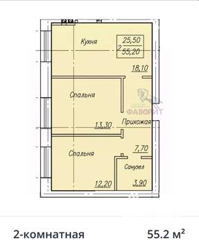 2-к квартира, вторичка, 55м2, 2/4 этаж